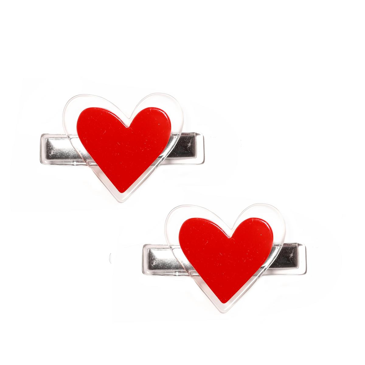 red heart alligator clips // set of 2