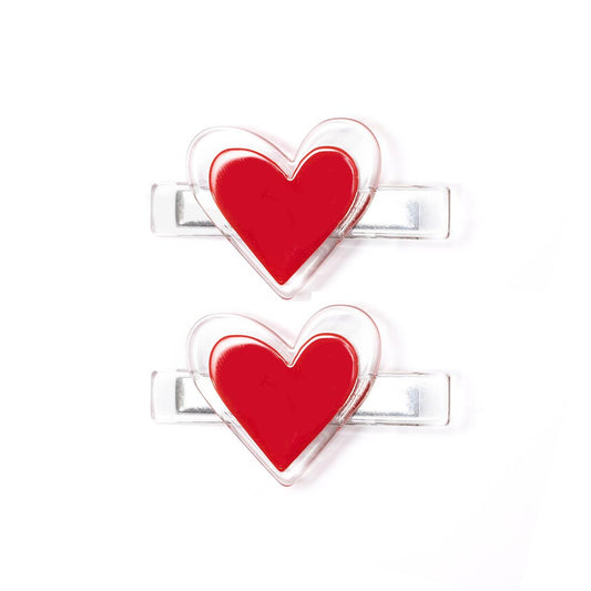 red heart alligator clips // set of 2