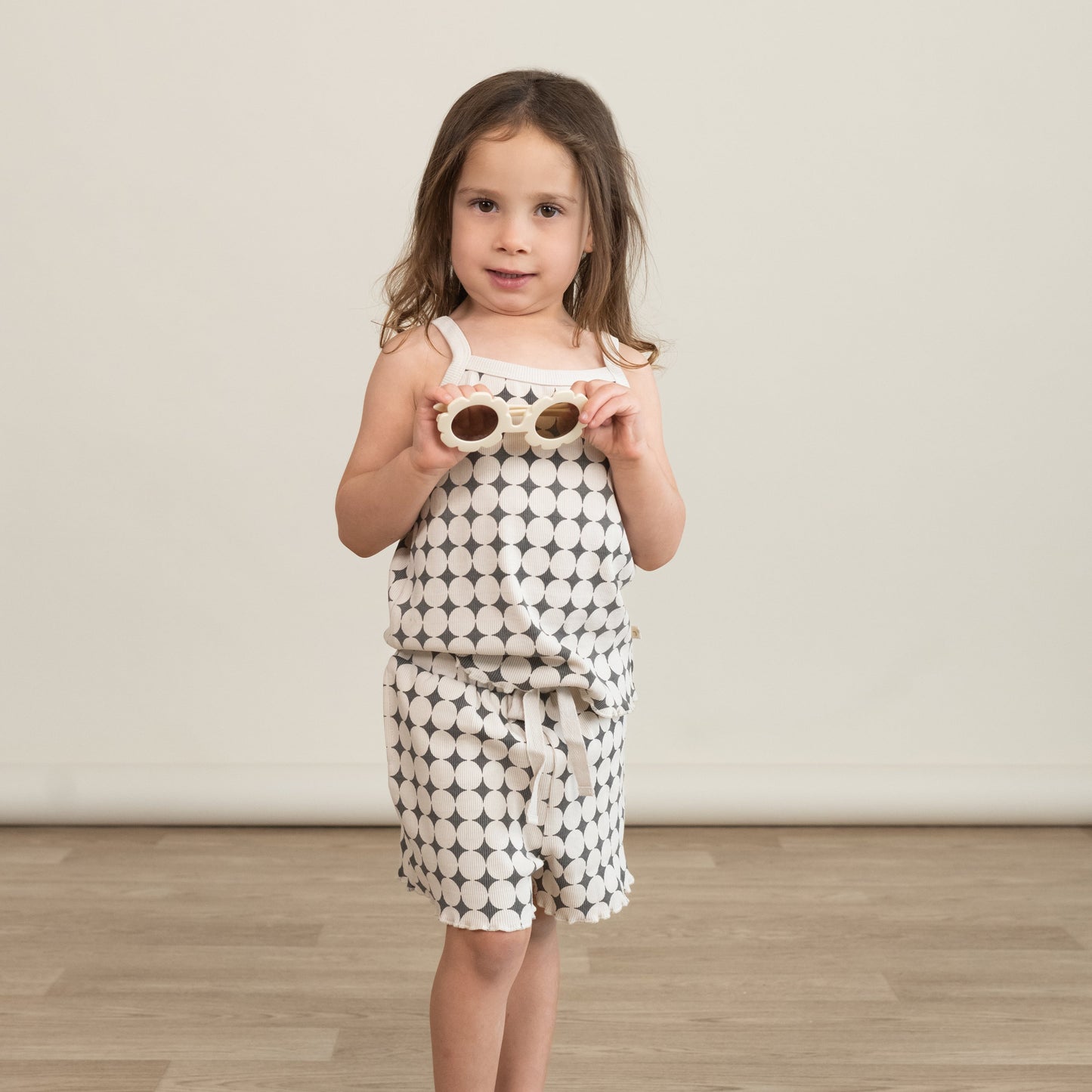 organic spaghetti top + shorts set // mod dots