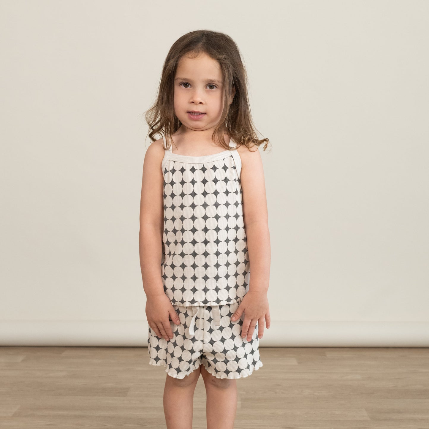 organic spaghetti top + shorts set // mod dots