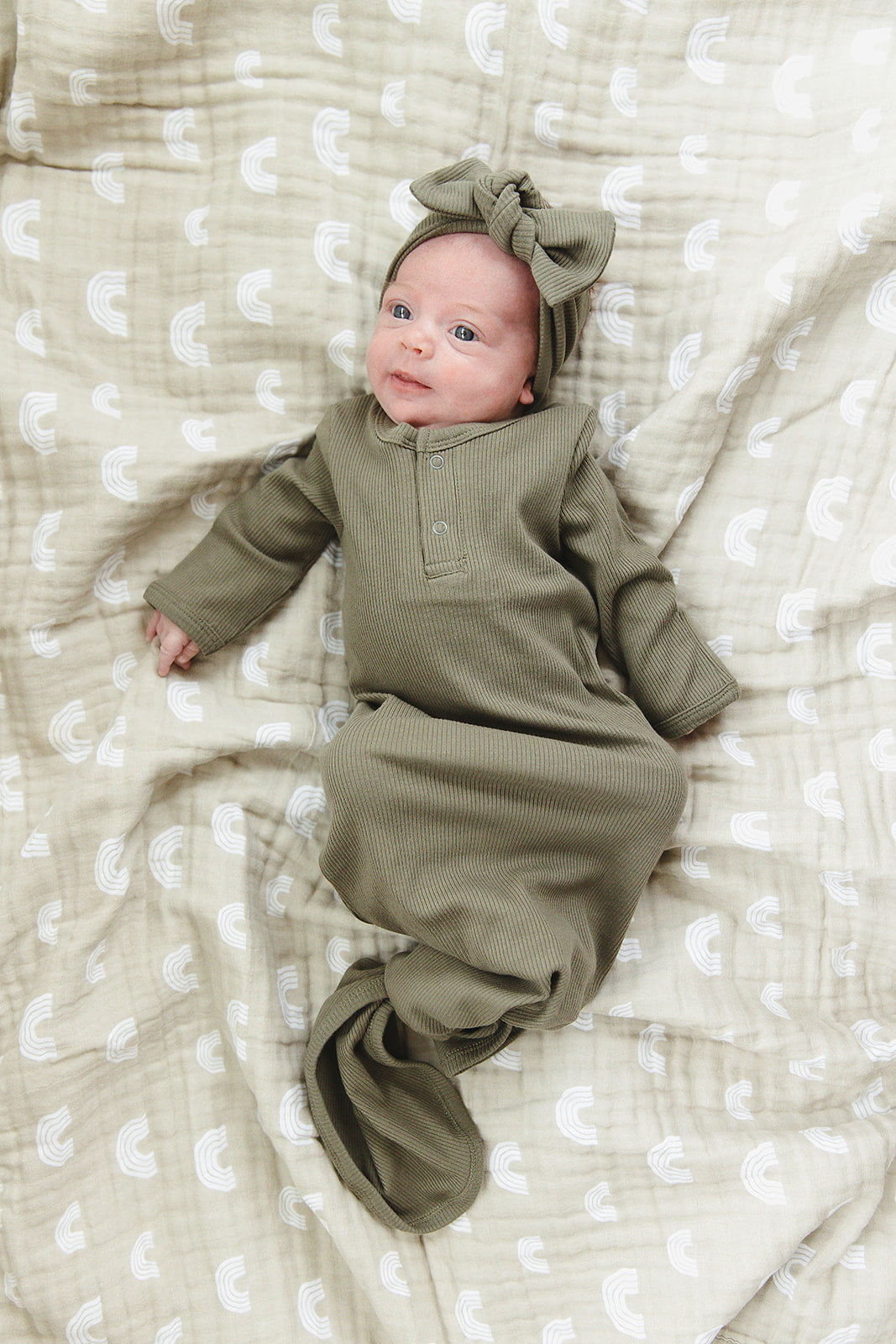 organic cotton ribbed knot gown // deep olive