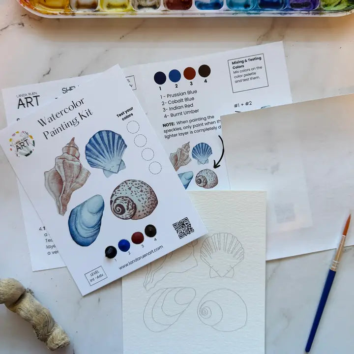 watercolor kit // seashells