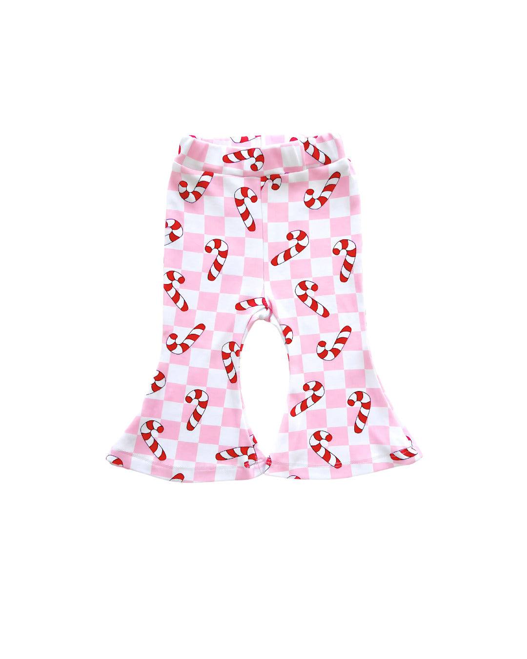checkered candy cane flare pants // pink (available in extended sizing up to 8/9)