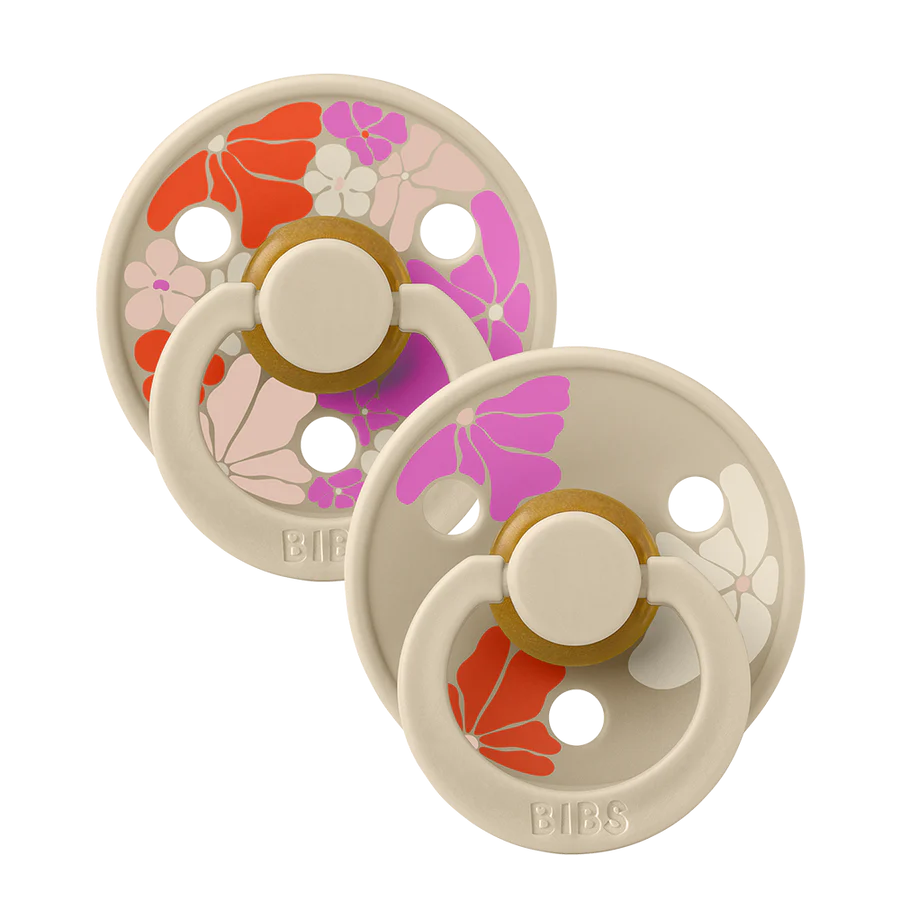 BIBS studio colour TWO PACK // round natural rubber latex nipple // morning bloom vanilla mix