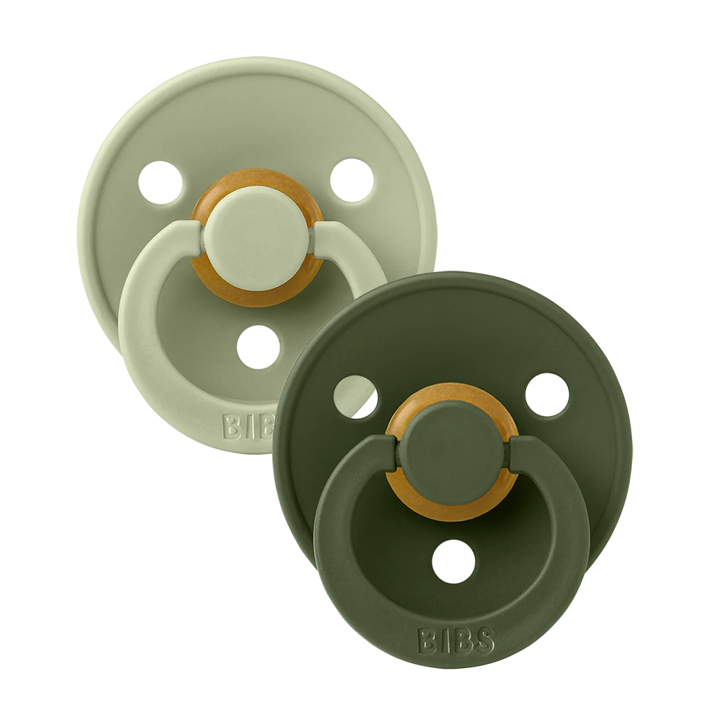 BIBS colour TWO PACK // round natural rubber latex nipple // sage + hunter green