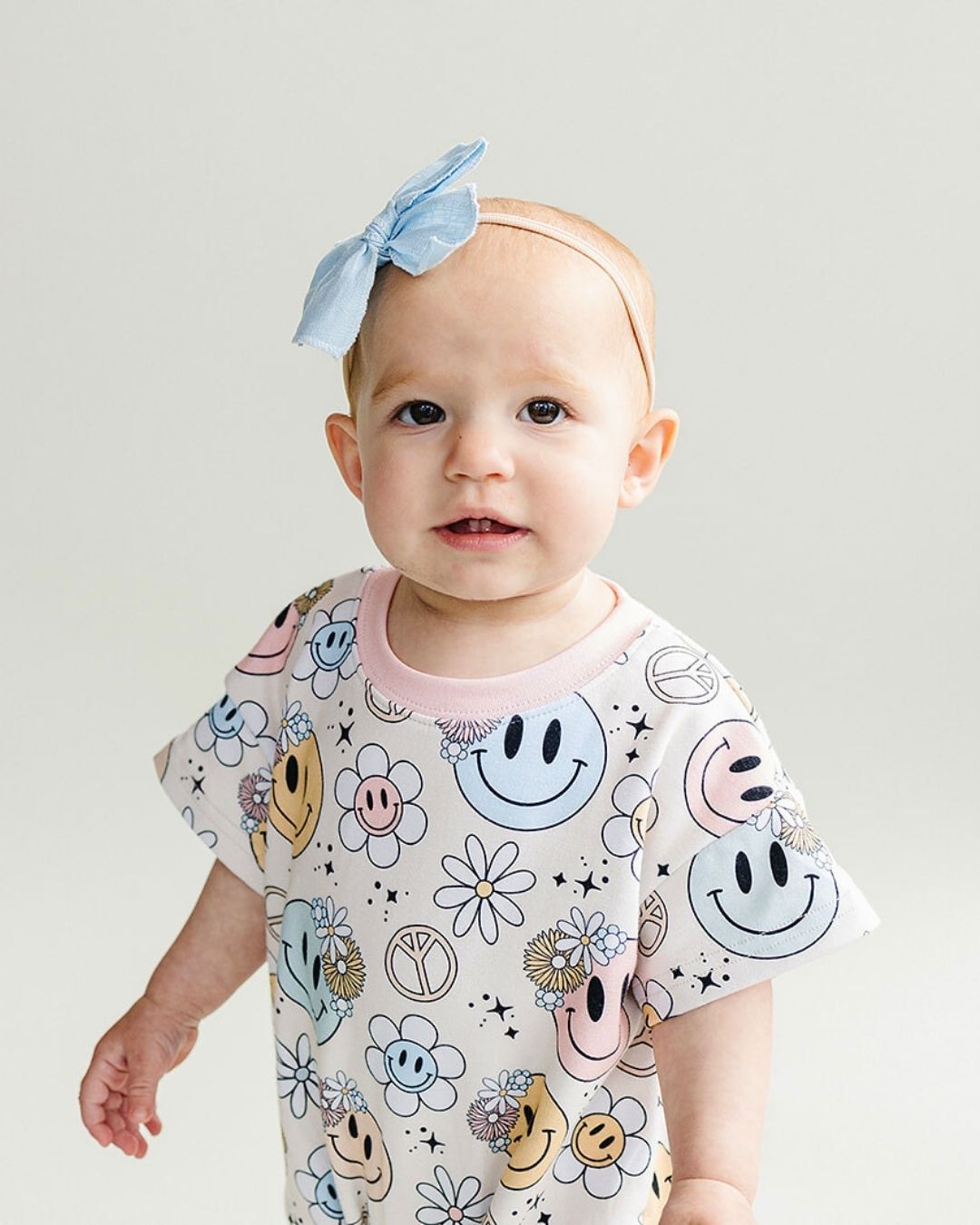 short sleeve bubble romper // groovy girl