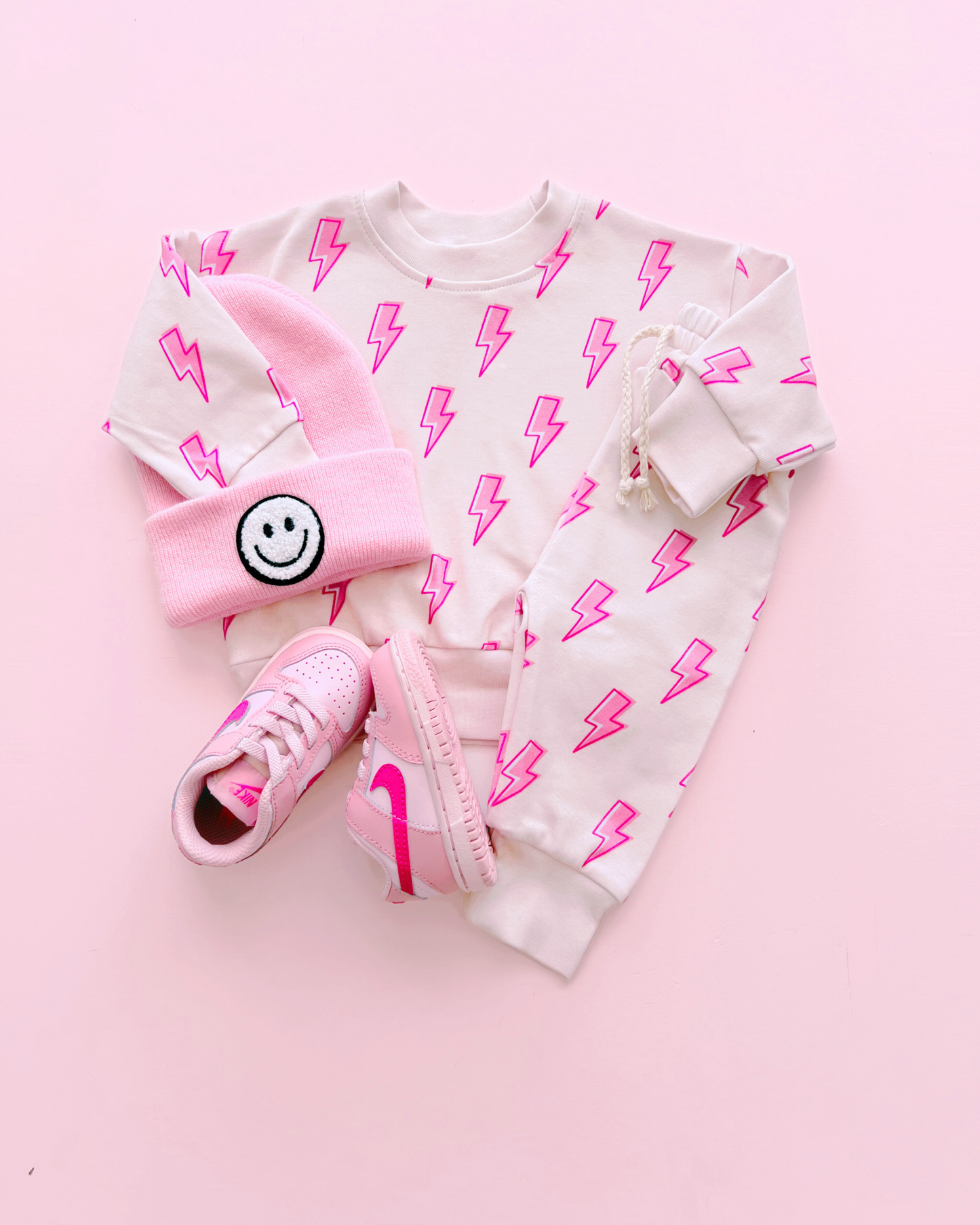 jogger set // pink bolts (*available in extended sizing up to 8/9*)
