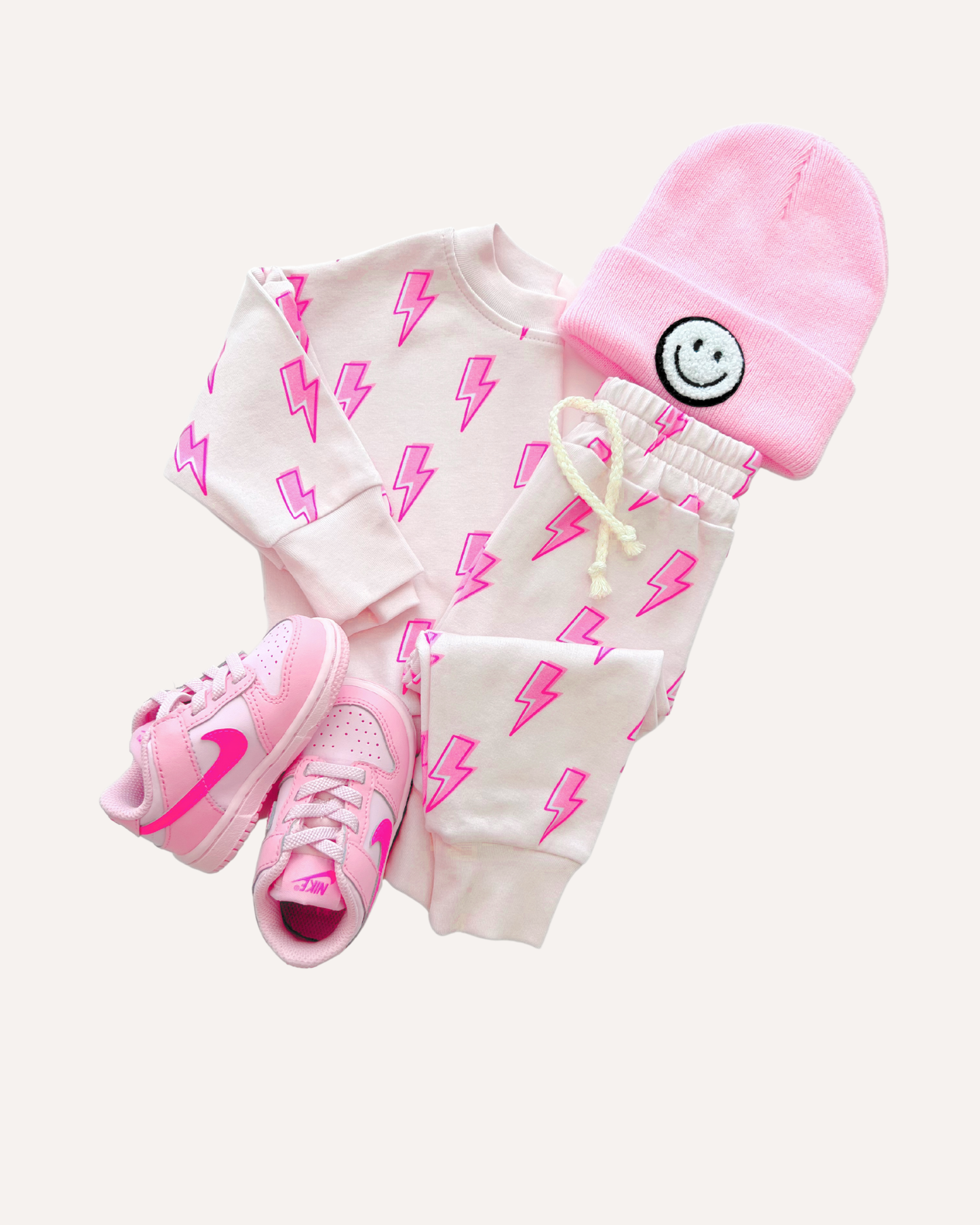 jogger set // pink bolts (*available in extended sizing up to 8/9*)