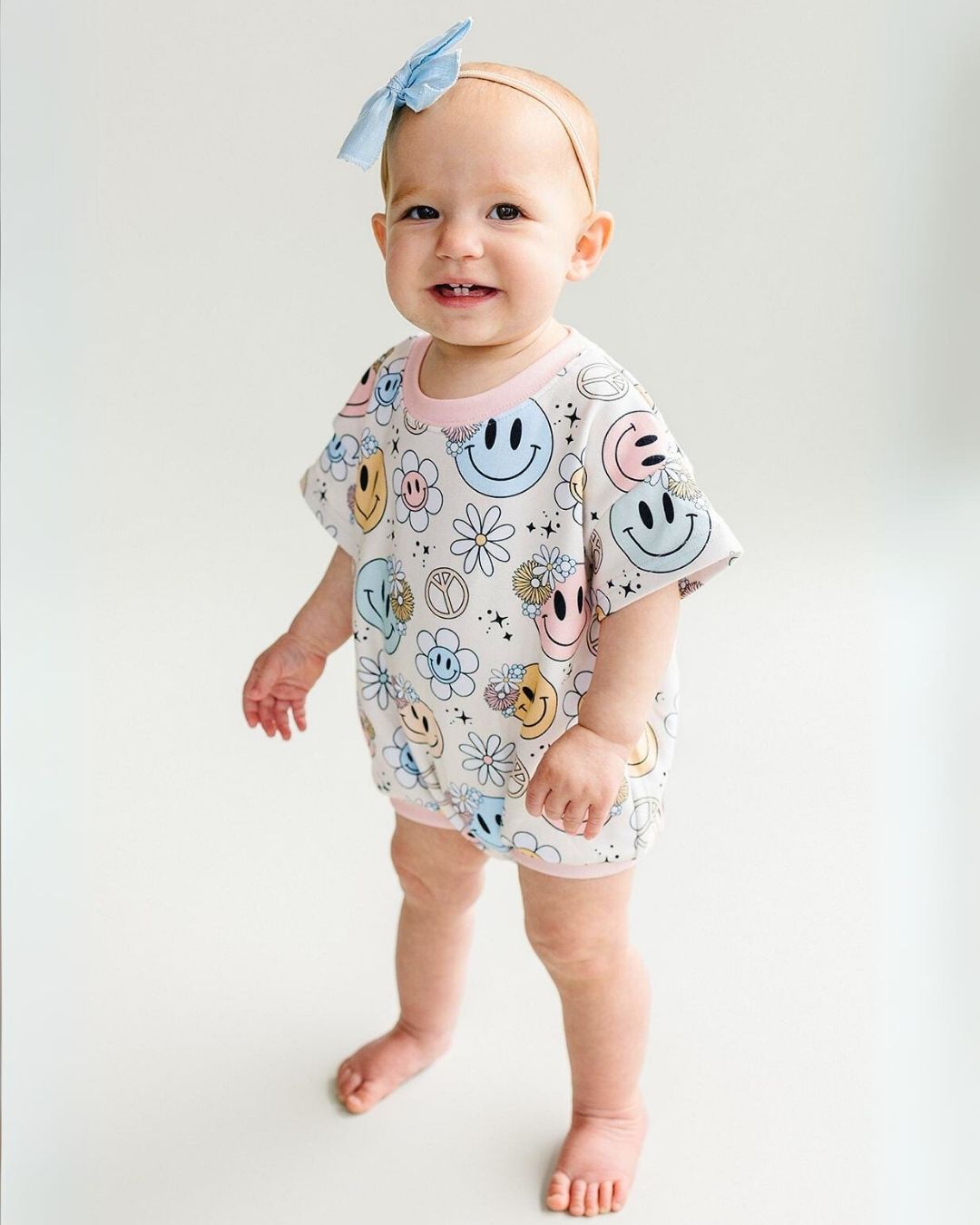 short sleeve bubble romper // groovy girl