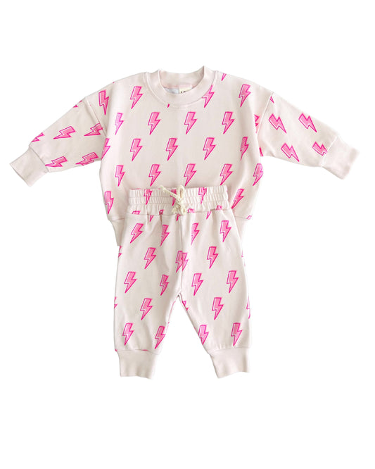 jogger set // pink bolts (*available in extended sizing up to 8/9*)