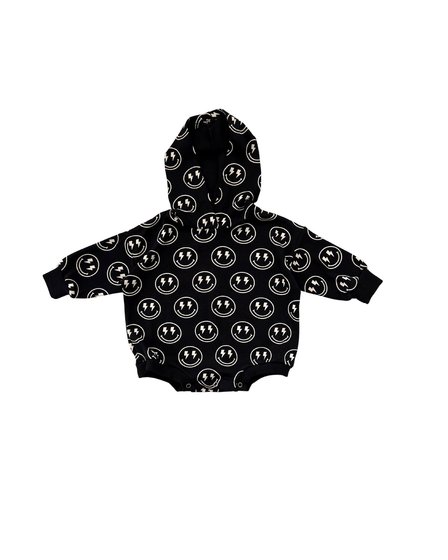 hooded bubble romper // electric smiley