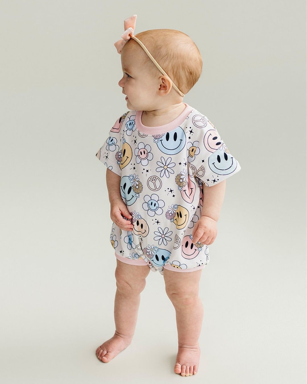 short sleeve bubble romper // groovy girl