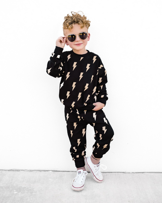 jogger set // black bolts (available in extended sizing up to 8/9)