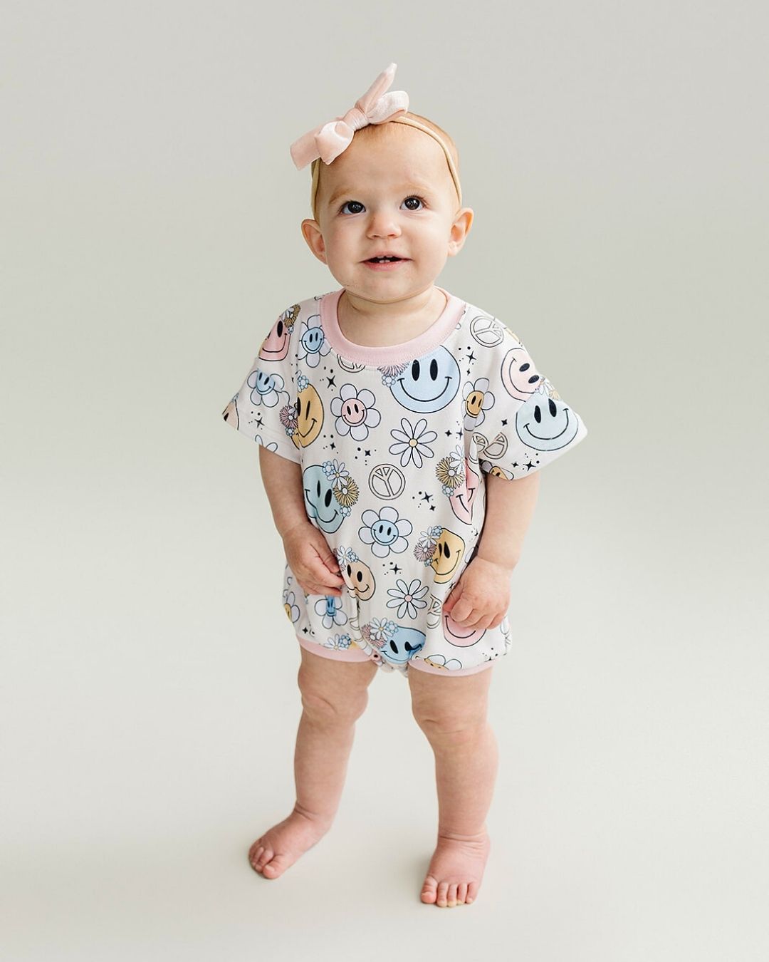 short sleeve bubble romper // groovy girl
