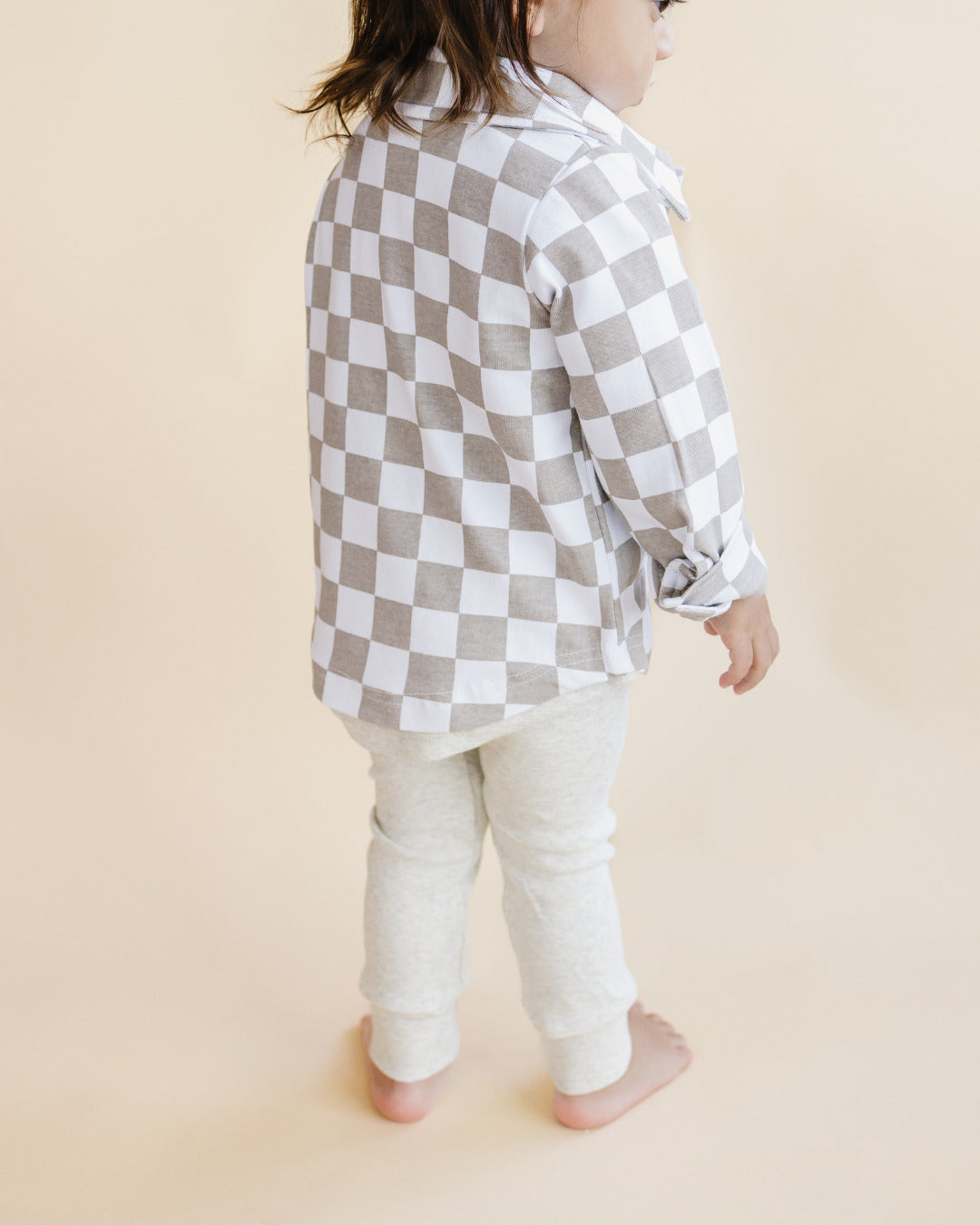 cotton shacket // smiley checkered latte (available in extended sizing up to 8/9)