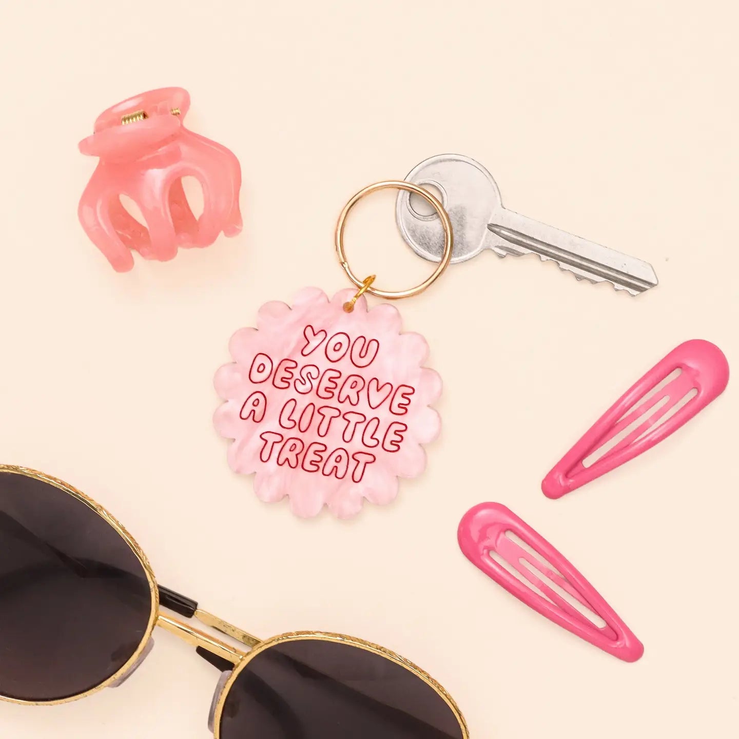 acrylic key ring // you deserve a little treat