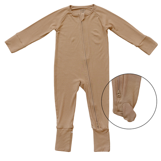 latte ribbed bamboo pajamas // ZIPPY