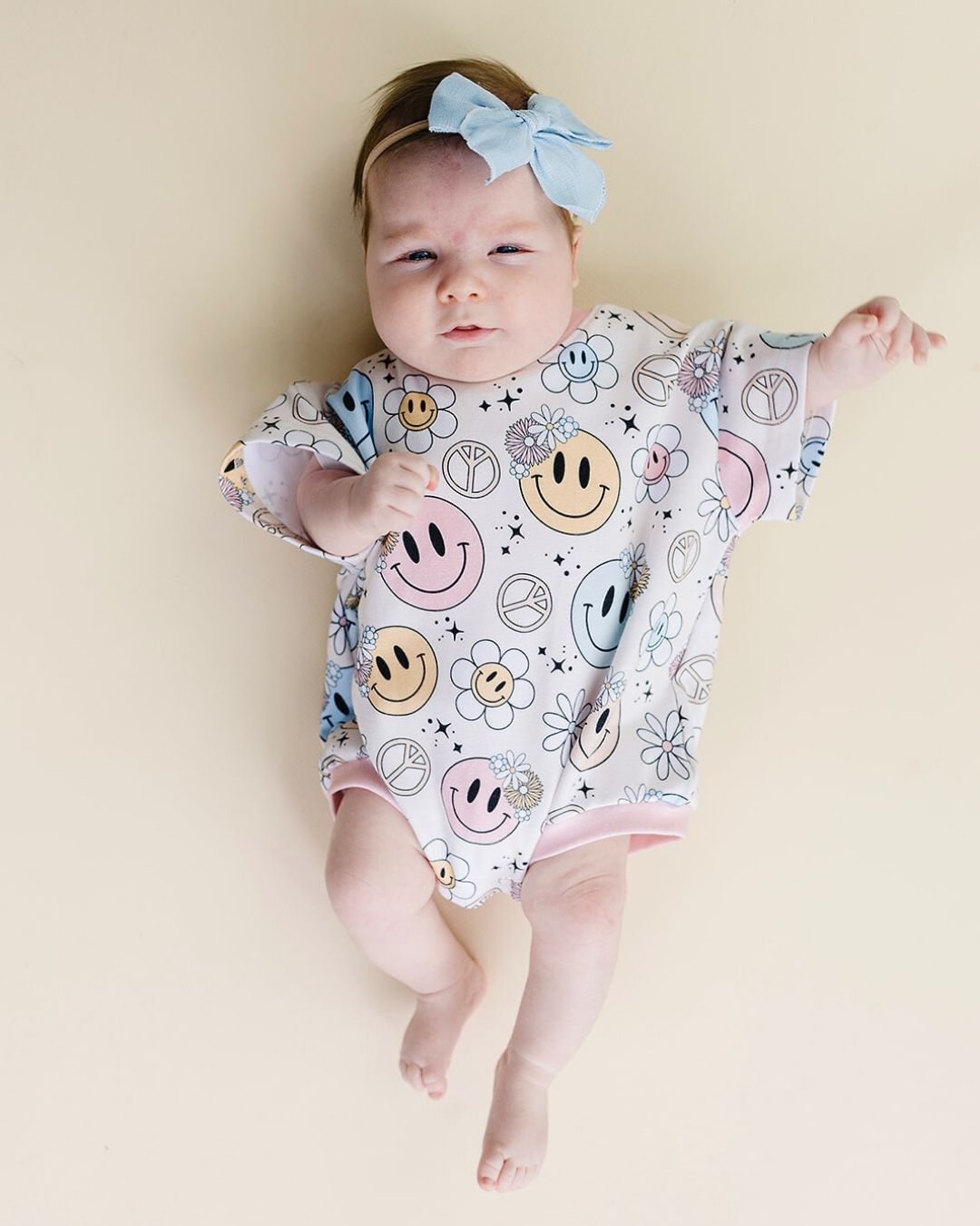 short sleeve bubble romper // groovy girl