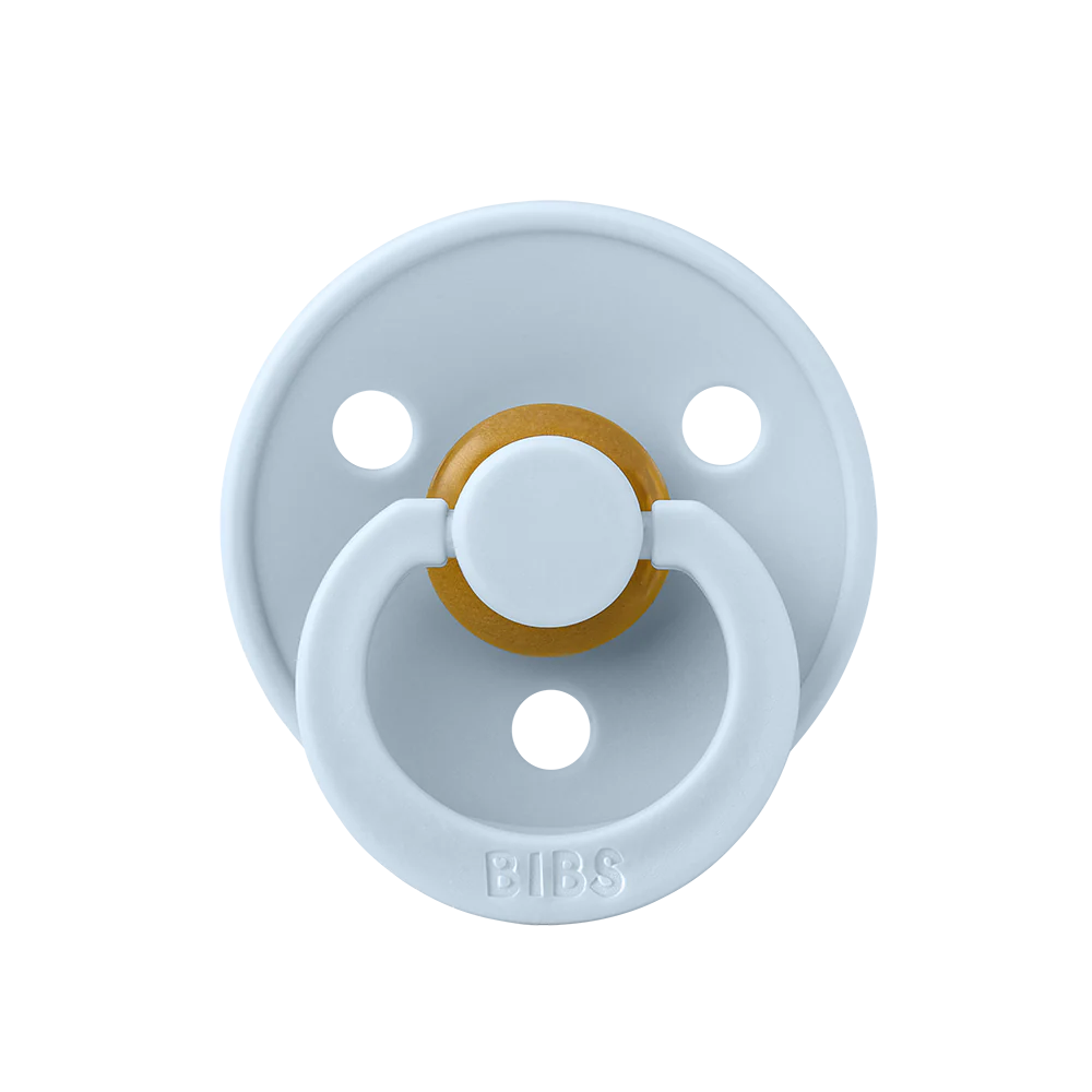 BIBS colour pacifier // symmetrical natural rubber latex nipple // baby blue
