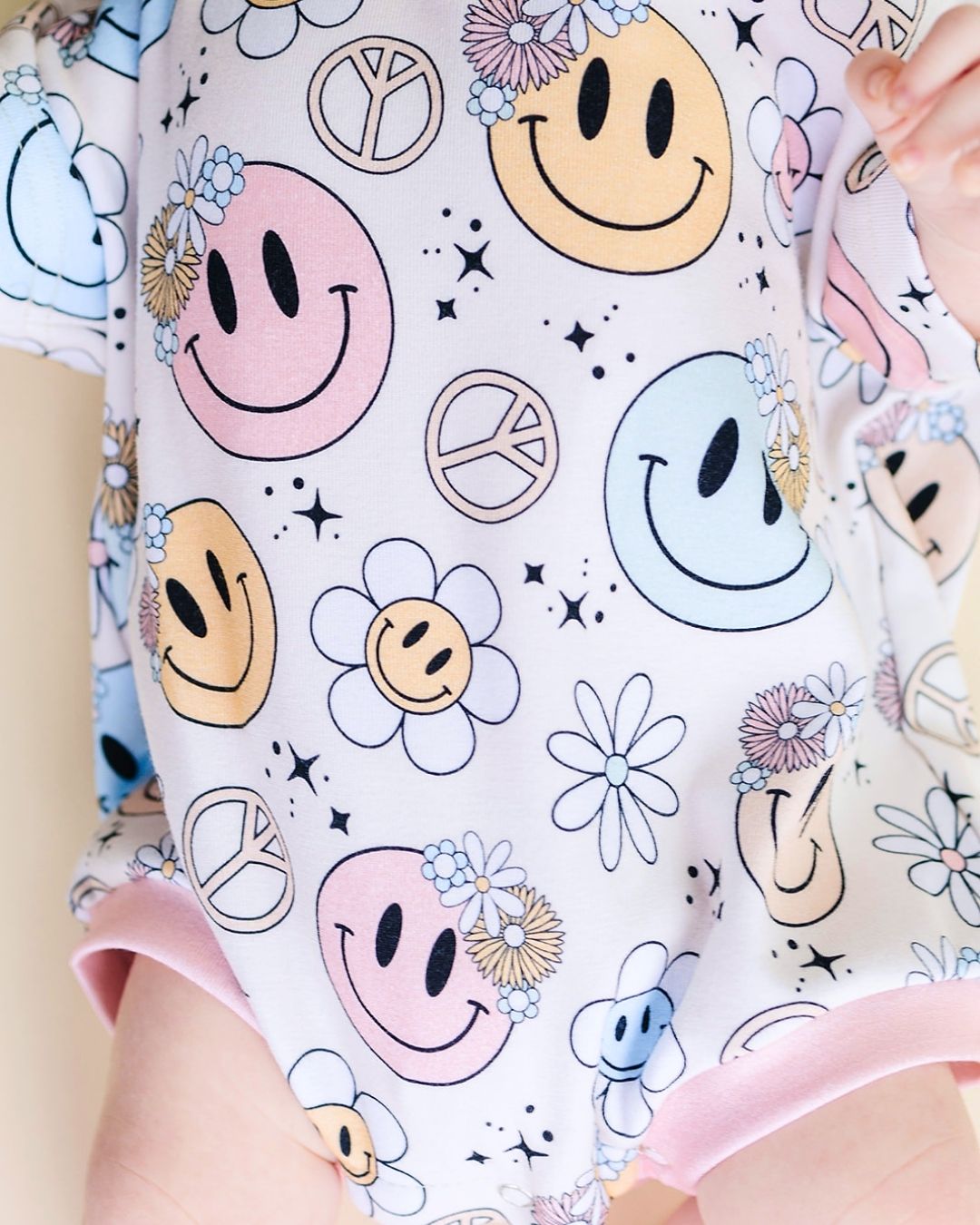 short sleeve bubble romper // groovy girl