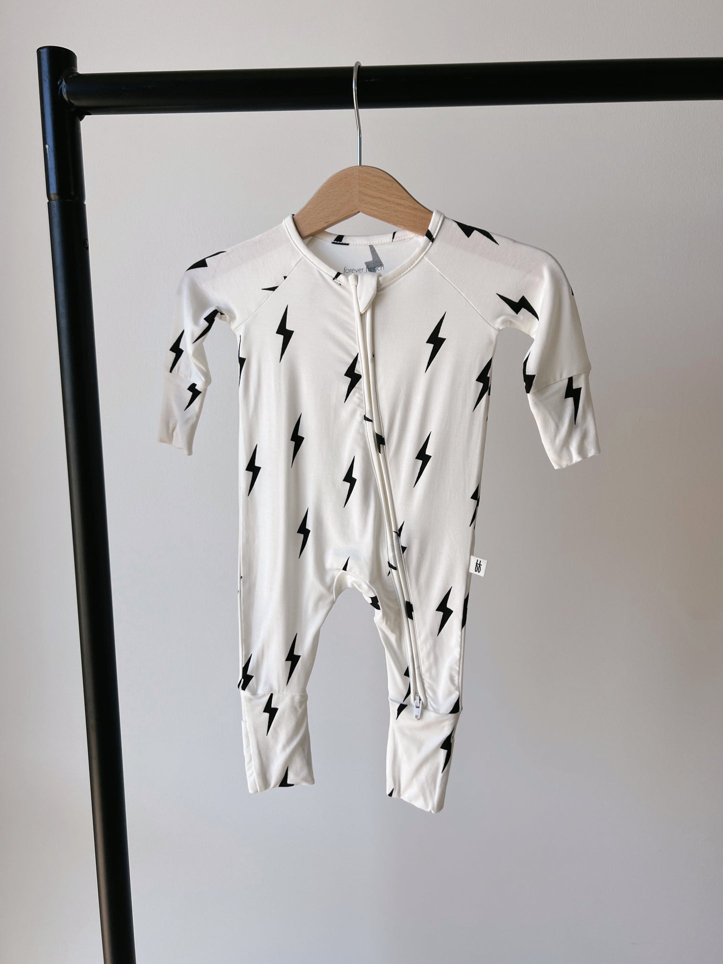 white/black lightning bolt bamboo pajamas // ZIPPY