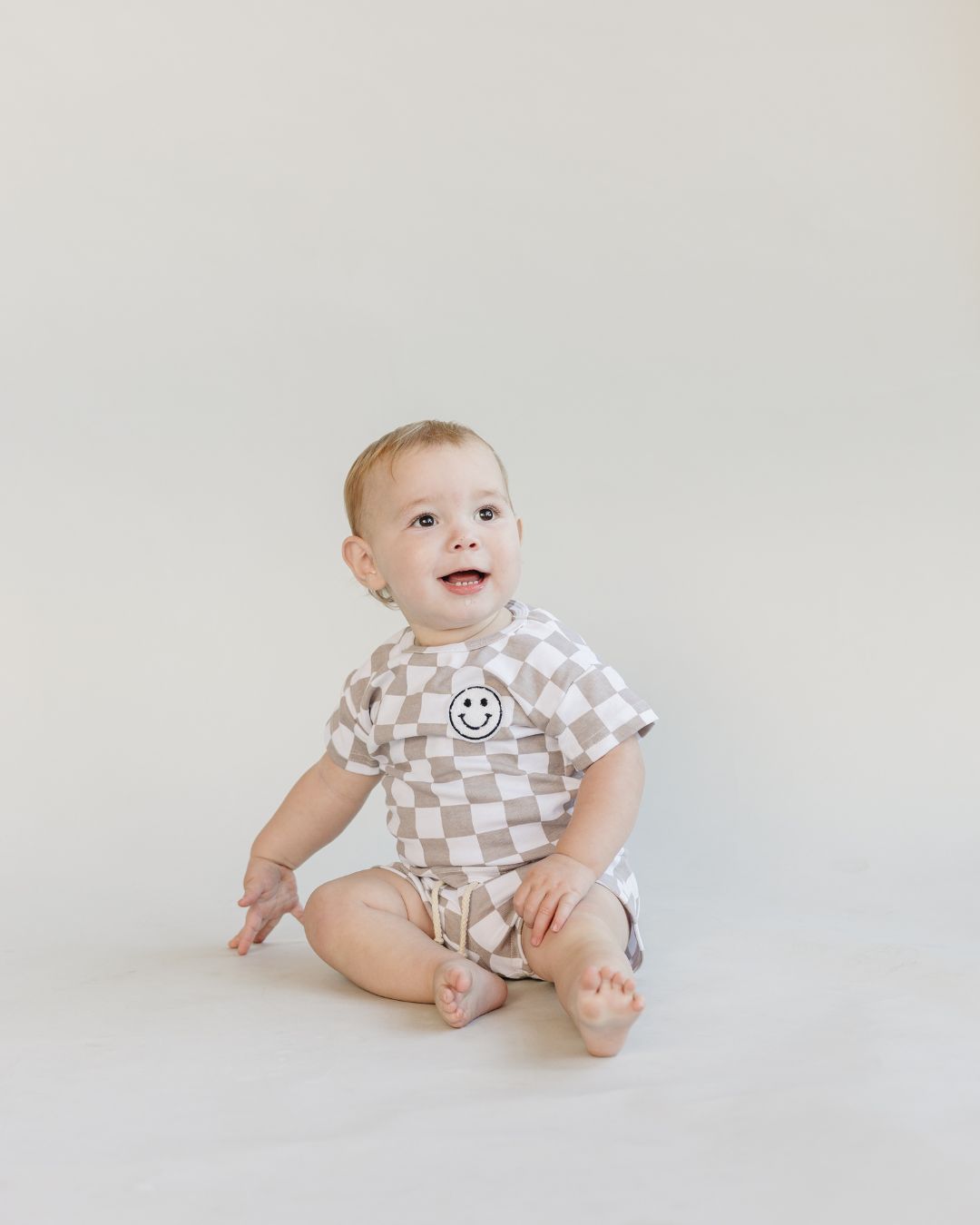 checkered shorts set // latte (available in EXTENDED SIZING!)