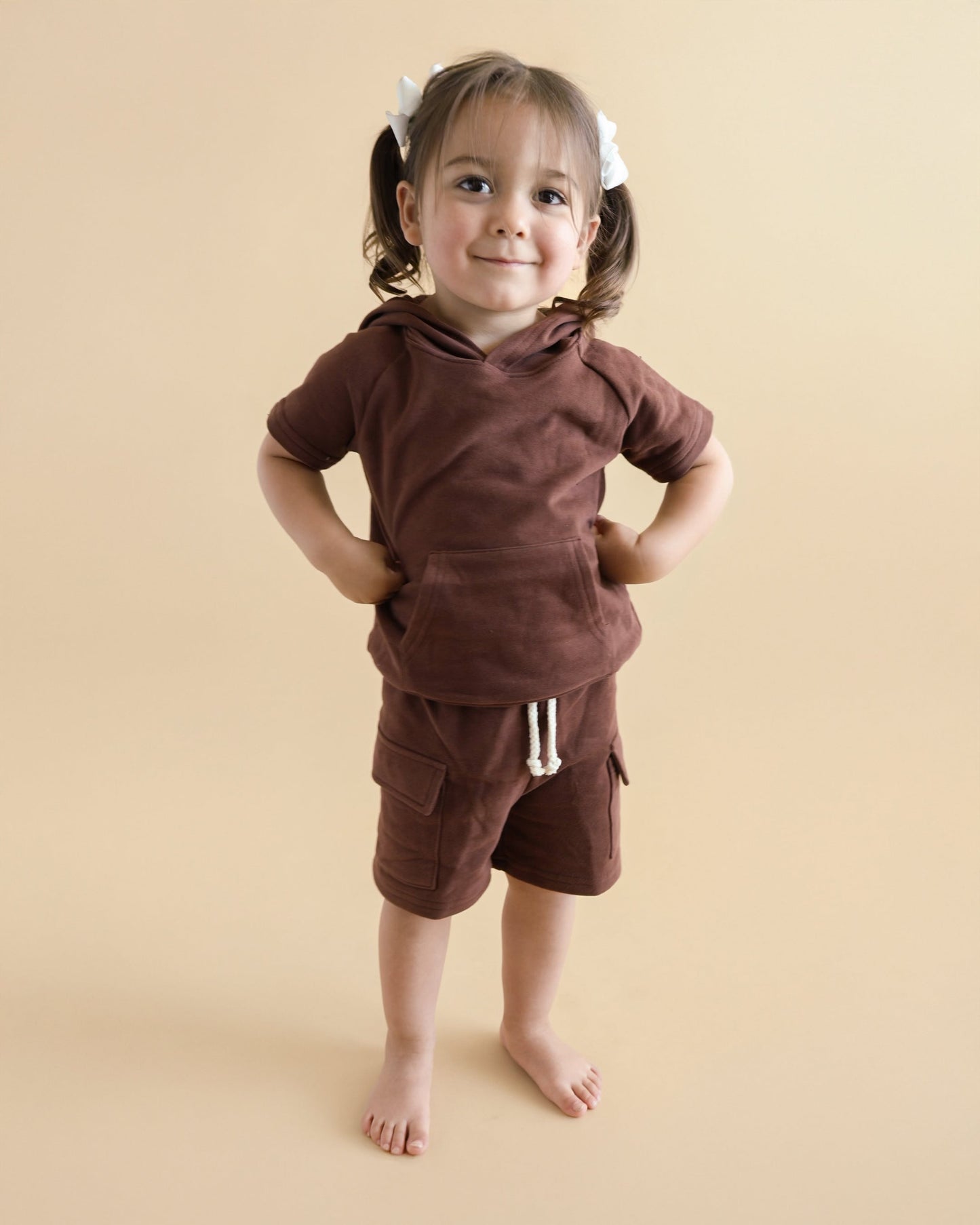 terry cargo shorts set // chocolate (sizing up to 8/9)