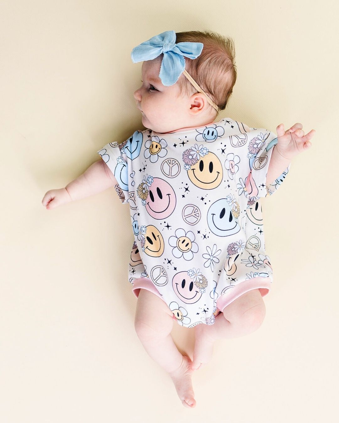 short sleeve bubble romper // groovy girl