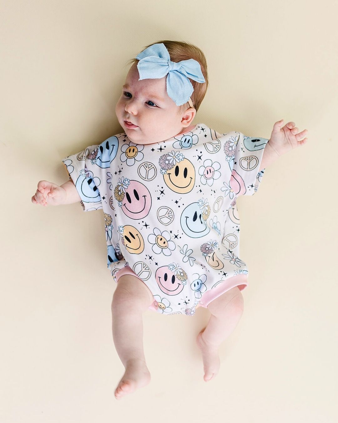 short sleeve bubble romper // groovy girl