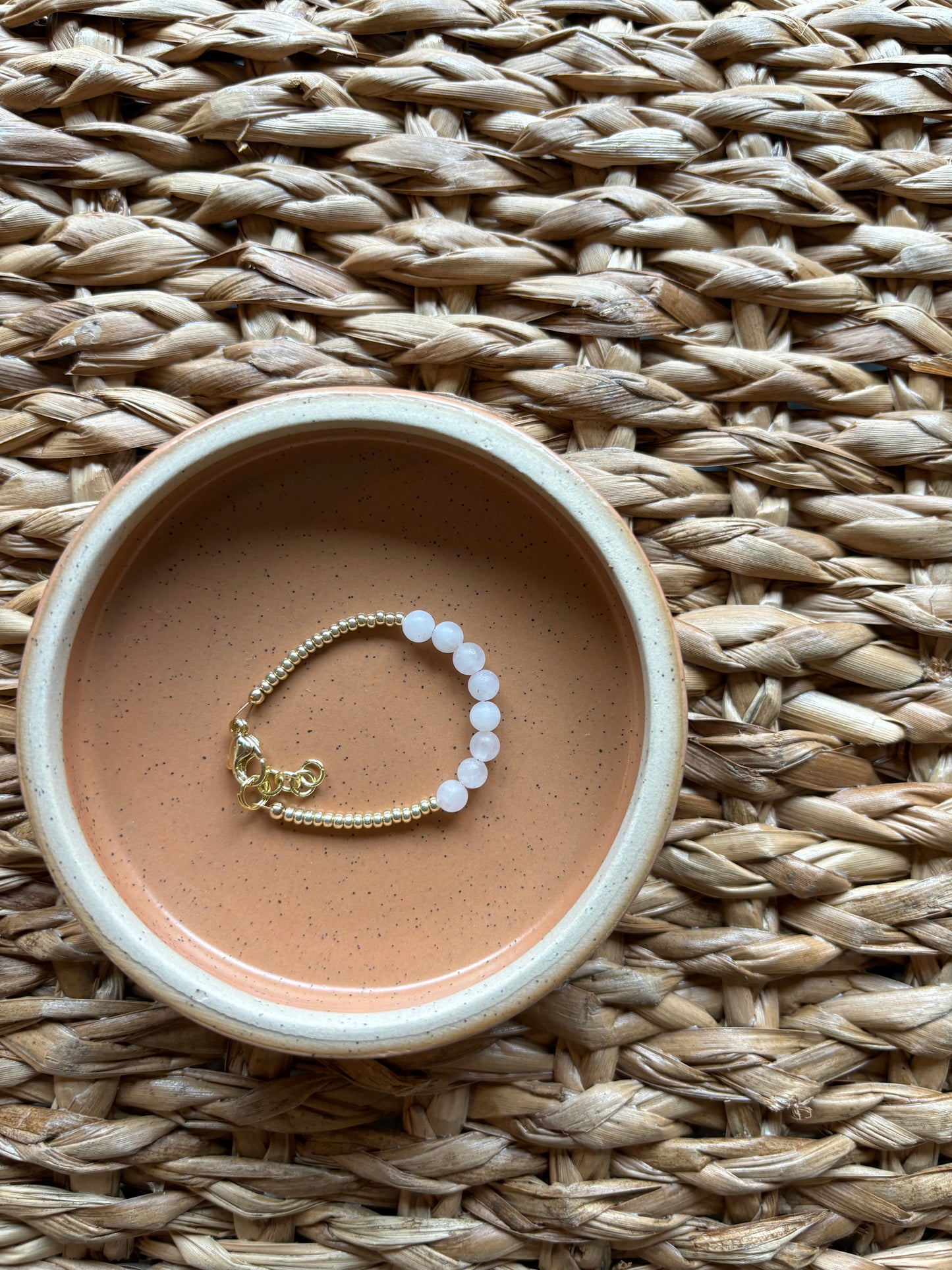 baby/toddler bracelet // gold + frosted bead accent