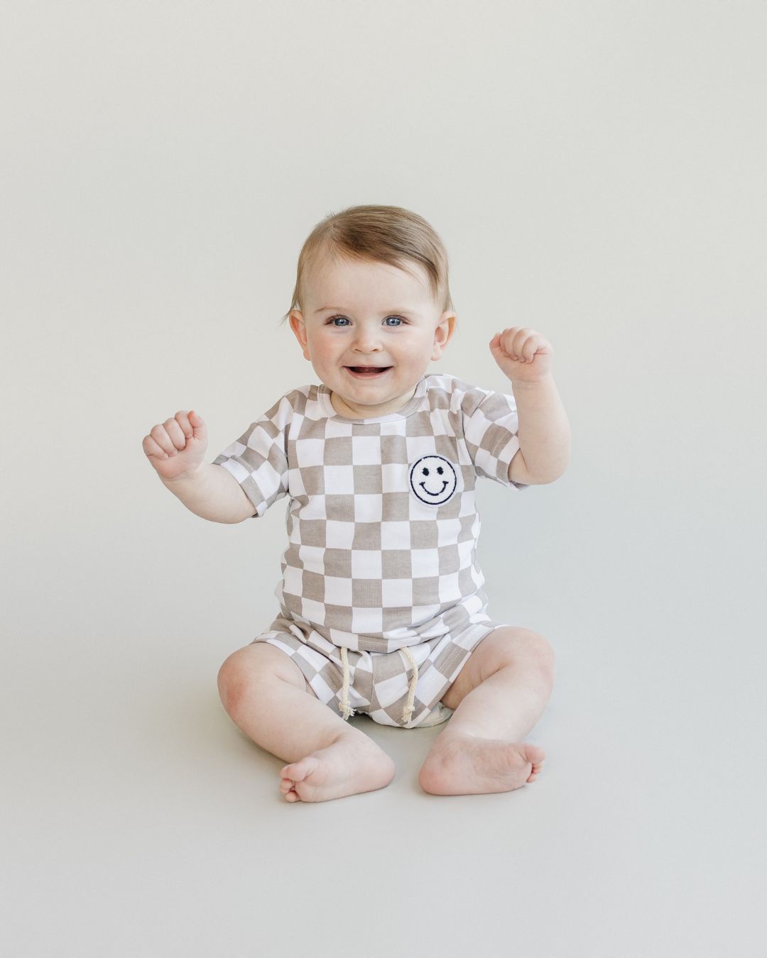 checkered shorts set // latte (available in EXTENDED SIZING!)