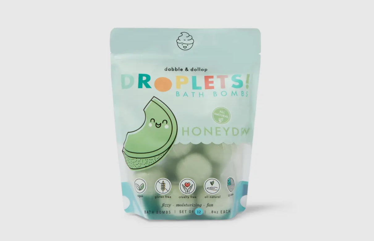 dabble & dollop droplets // all-natural mini bath bombs // honeydew melon