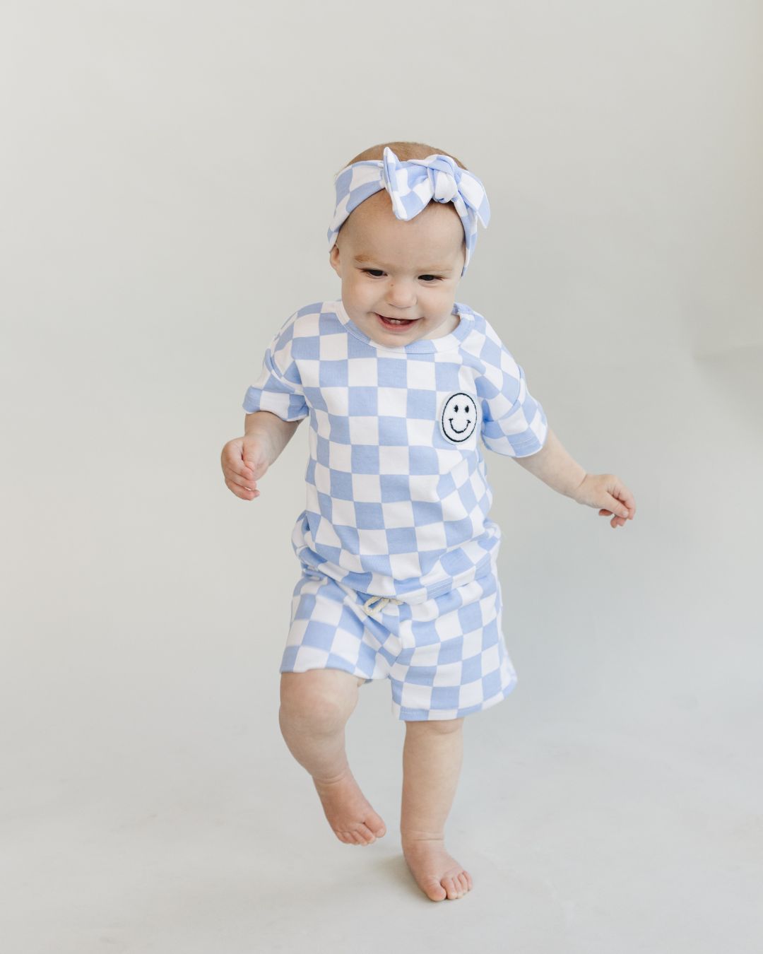 checkered shorts set // blue (available in EXTENDED SIZING!)