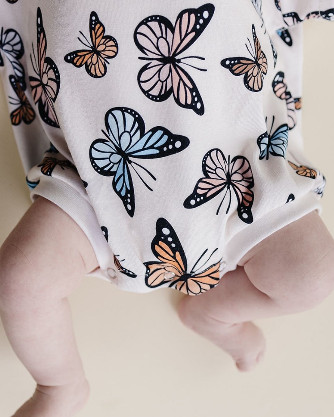 short sleeve bubble romper // butterflies