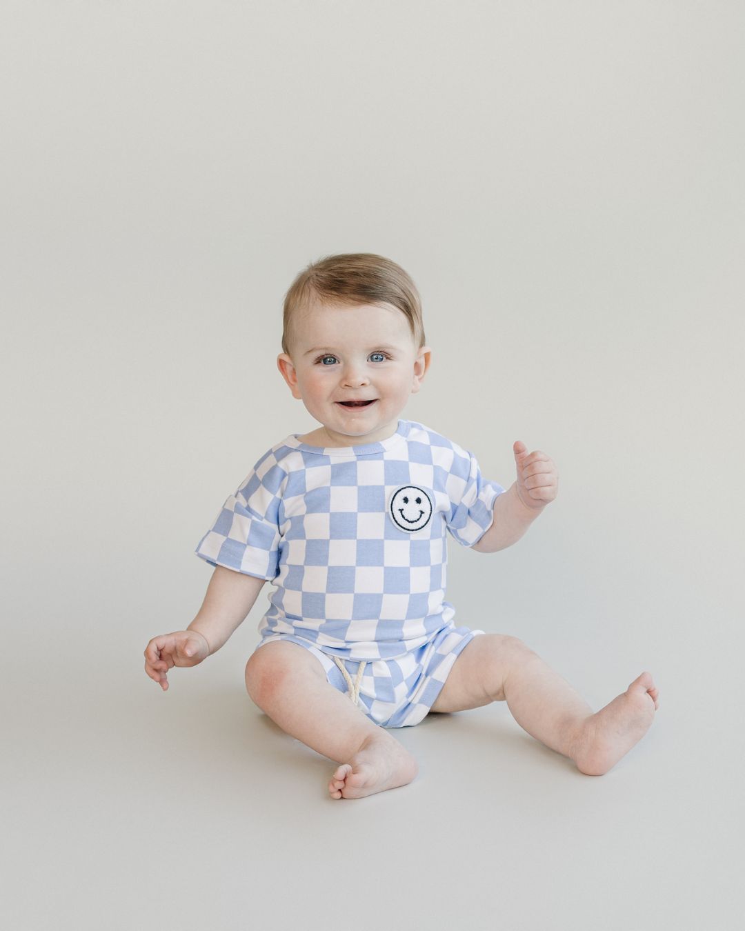 checkered shorts set // blue (available in EXTENDED SIZING!)