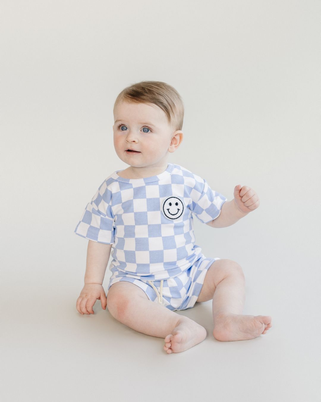 checkered shorts set // blue (available in EXTENDED SIZING!)