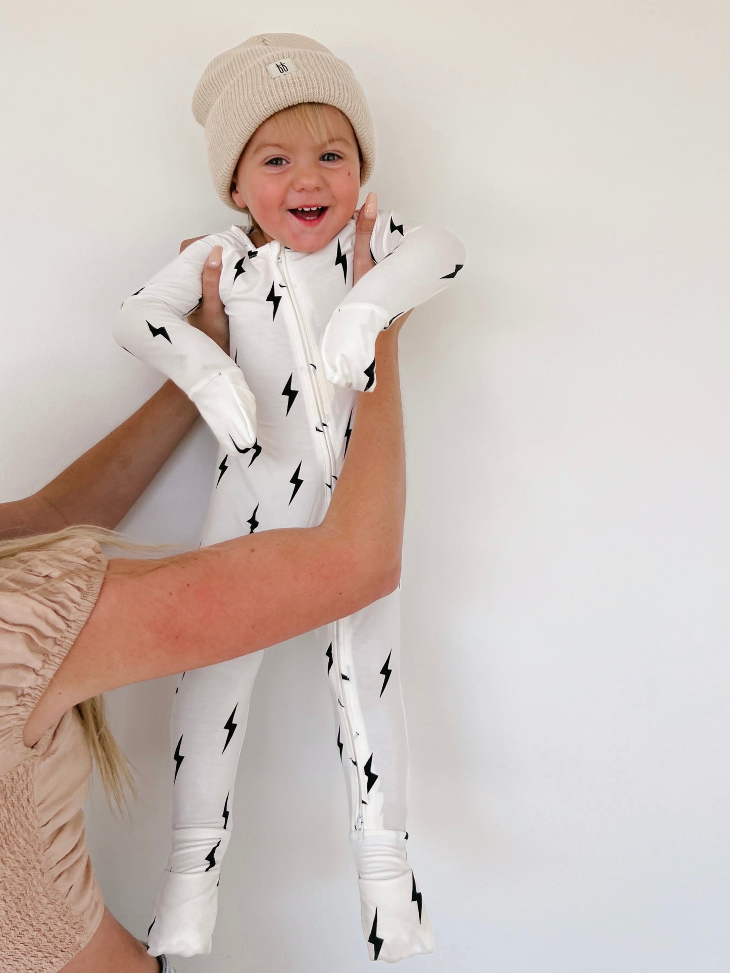 white/black lightning bolt bamboo pajamas // ZIPPY