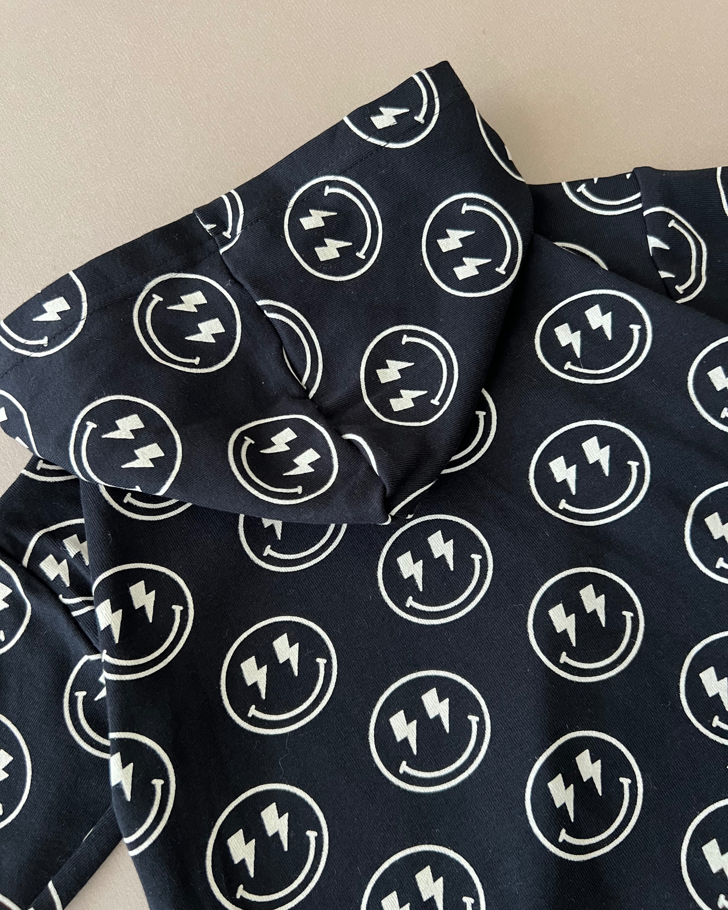 hooded bubble romper // electric smiley