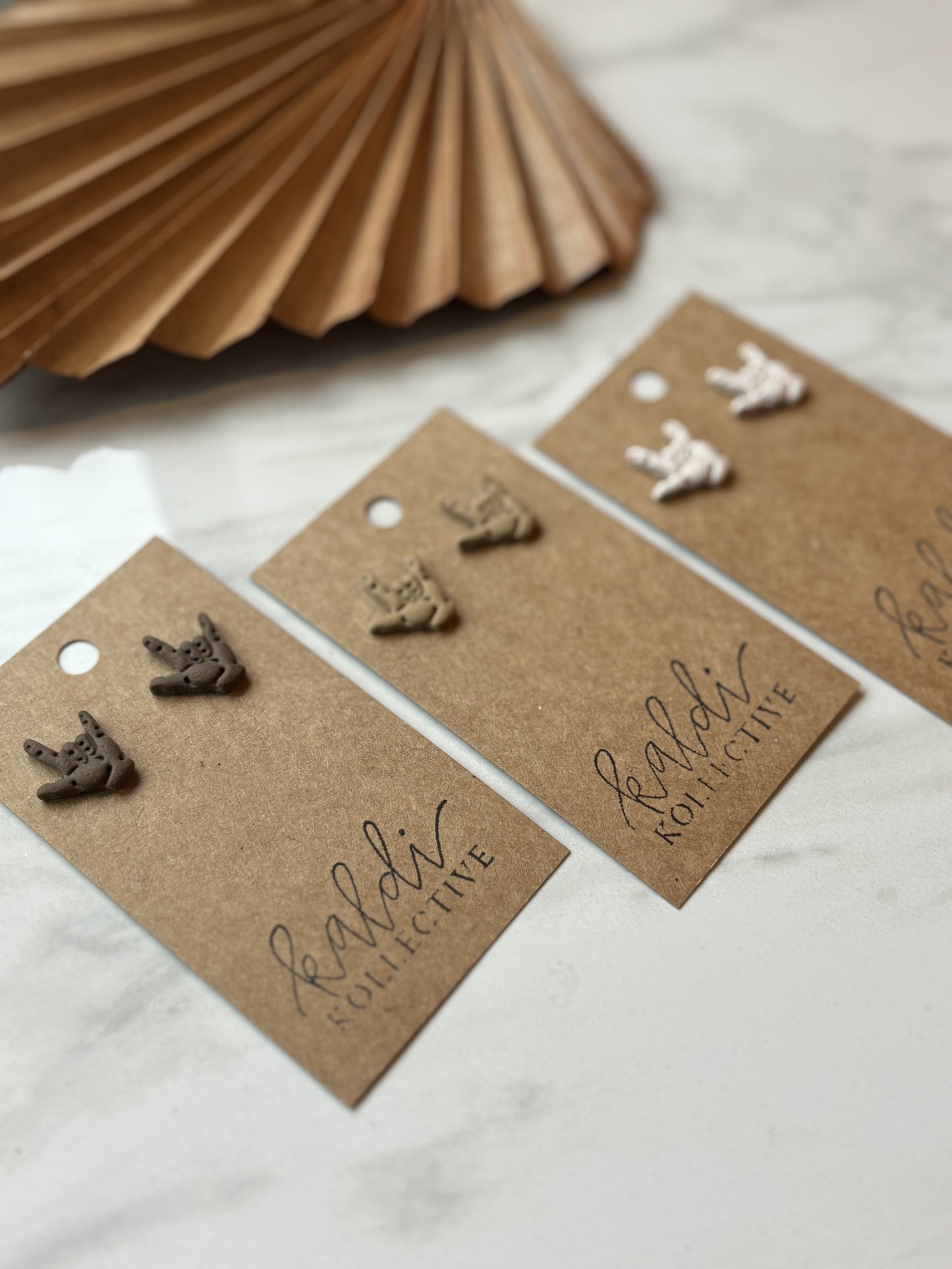 i love you sign studs // handmade polymer clay earrings