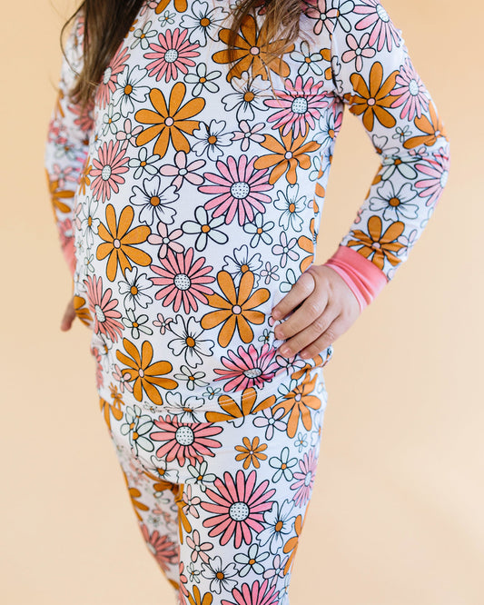 retro garden bamboo pajamas // LONG-SLEEVE TWO-PIECE SET (sizing up to 8/9)