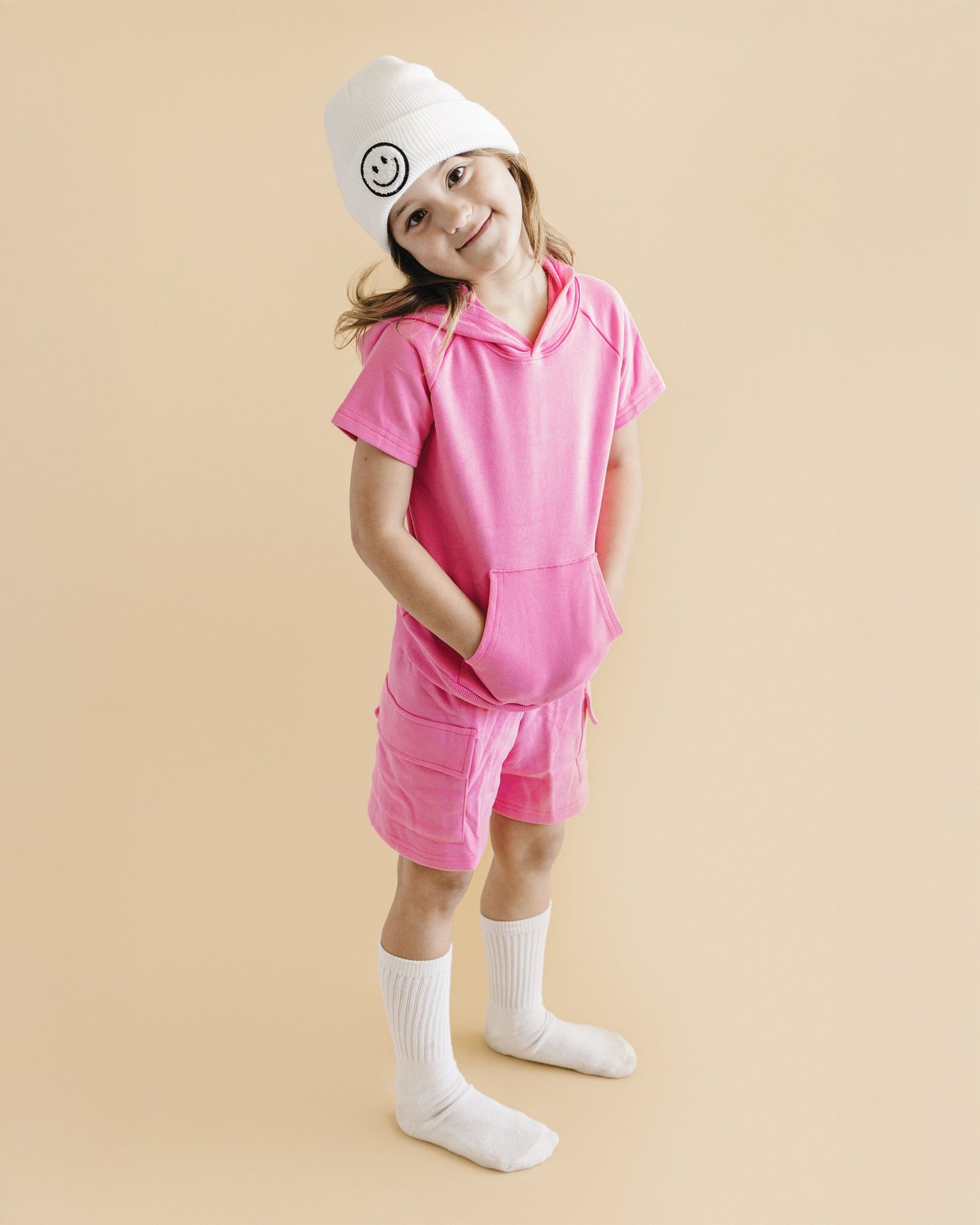 terry cargo shorts set // pink (sizing up to 8/9)