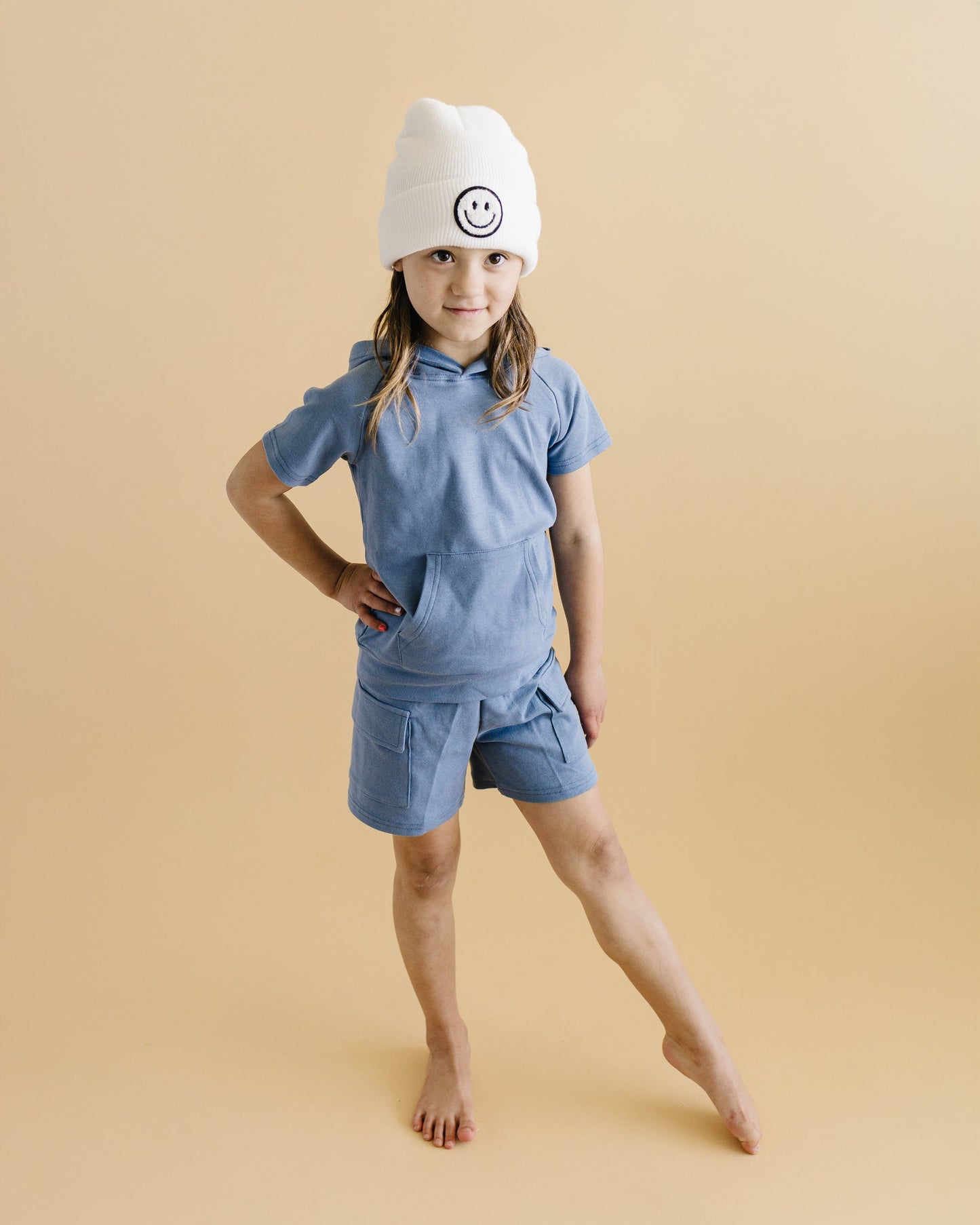 cargo shorts set // blue (sizing up to 8/9y)