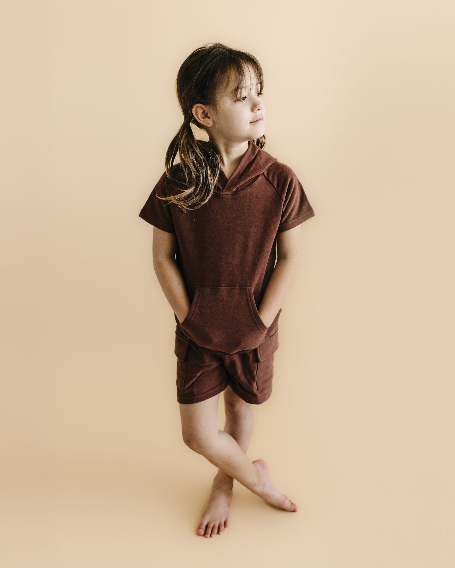 terry cargo shorts set // chocolate (sizing up to 8/9)