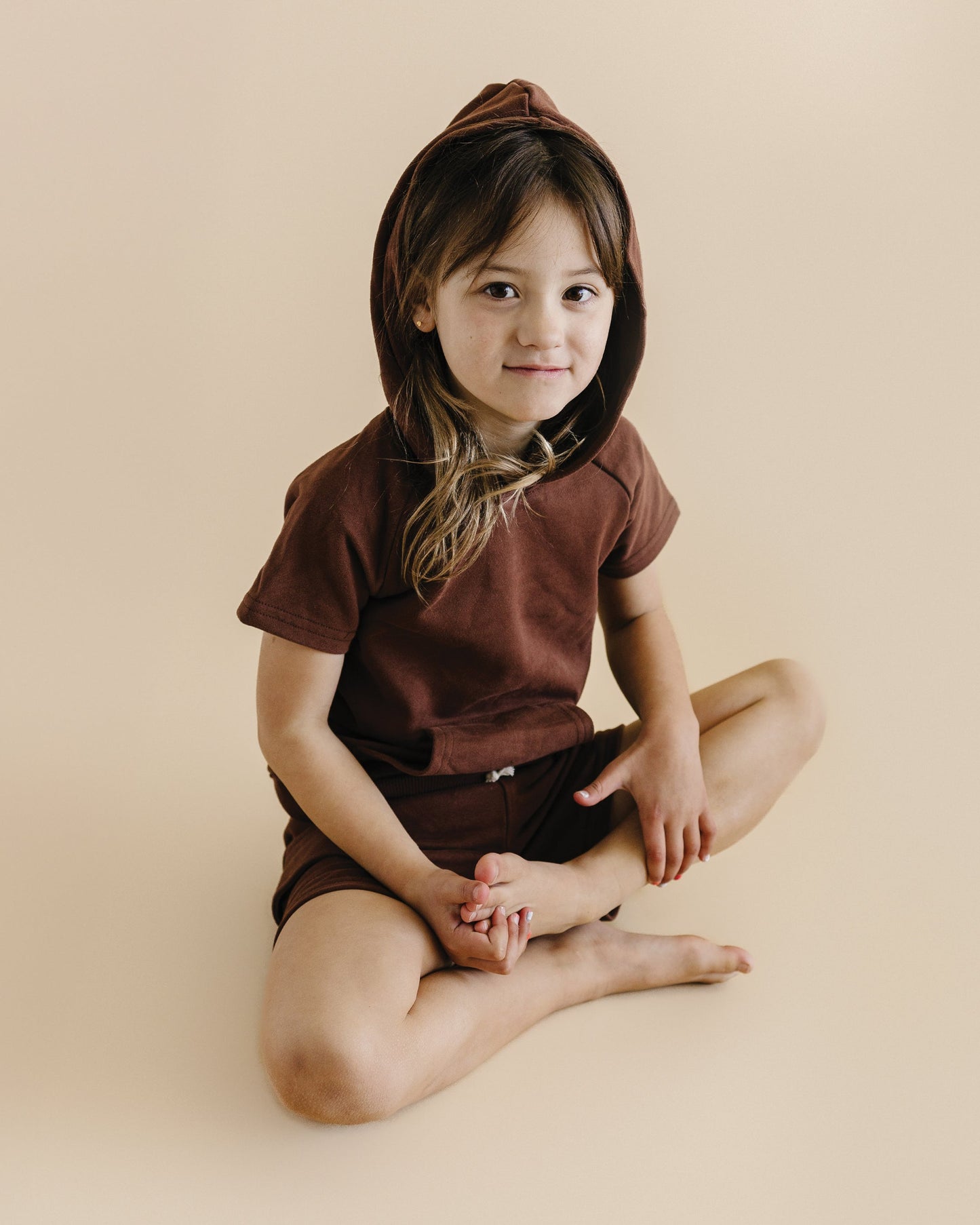 terry cargo shorts set // chocolate (sizing up to 8/9)