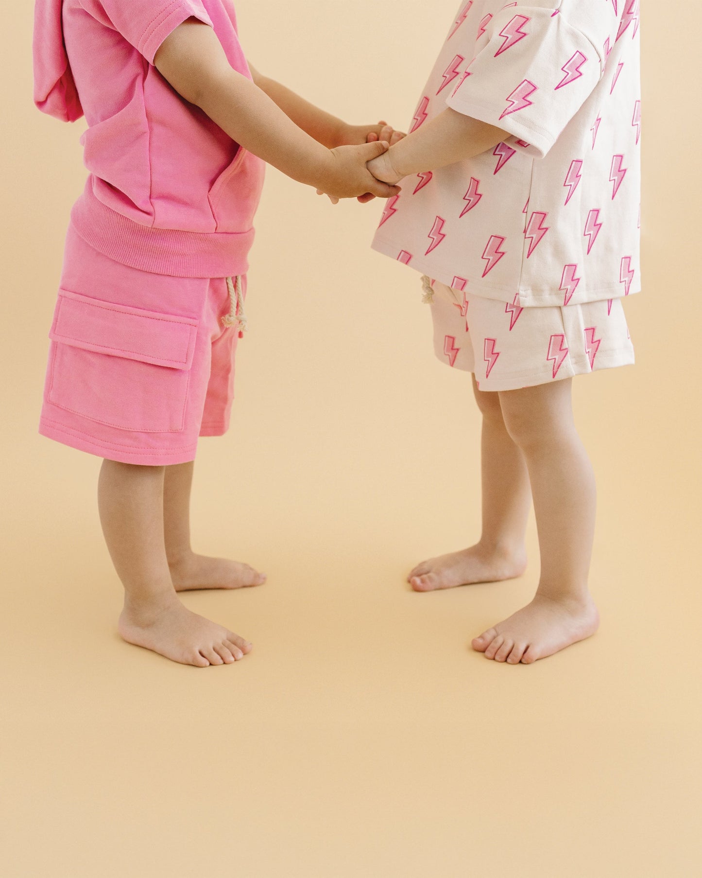 terry cargo shorts set // pink (sizing up to 8/9)