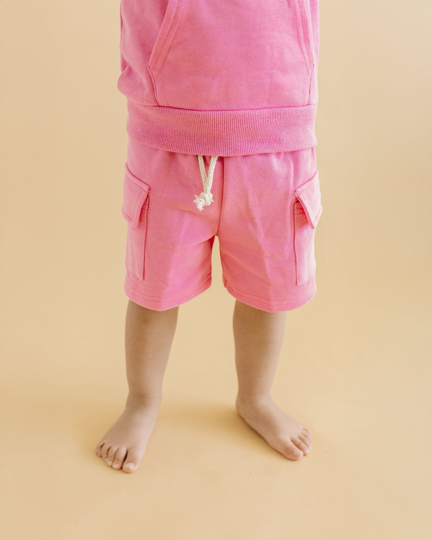 terry cargo shorts set // pink (sizing up to 8/9)