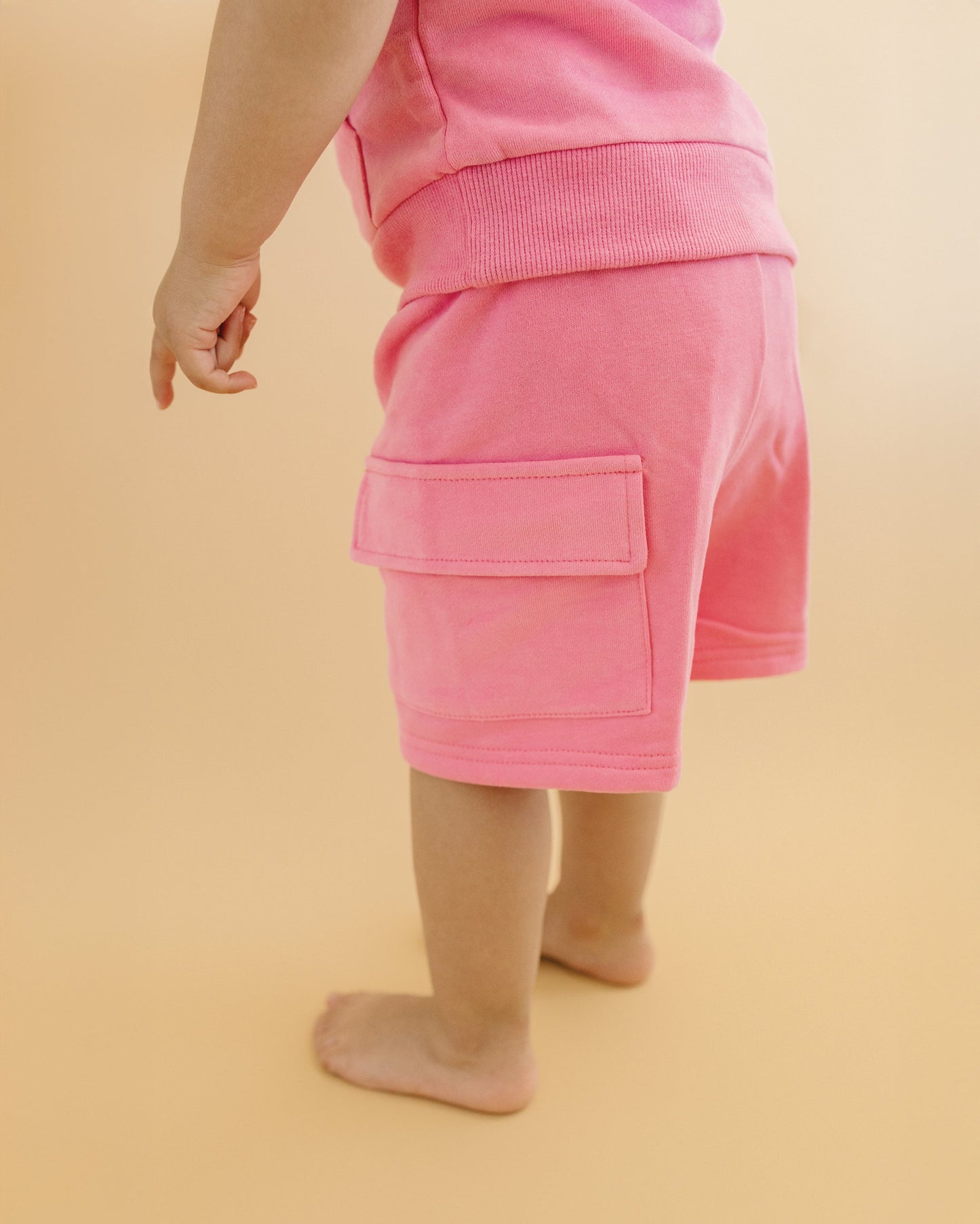 terry cargo shorts set // pink (sizing up to 8/9)