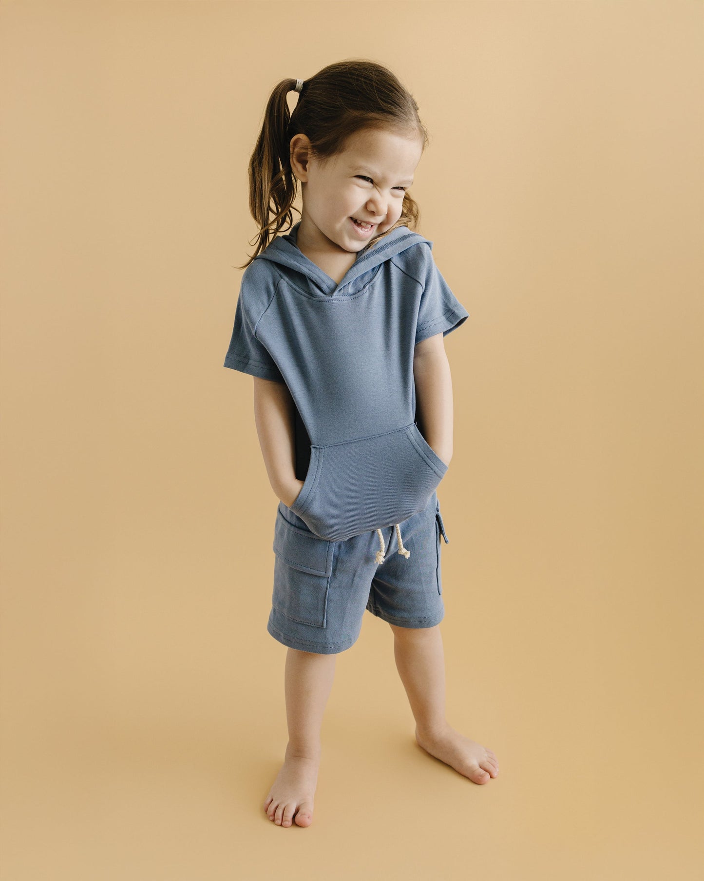 cargo shorts set // blue (sizing up to 8/9y)