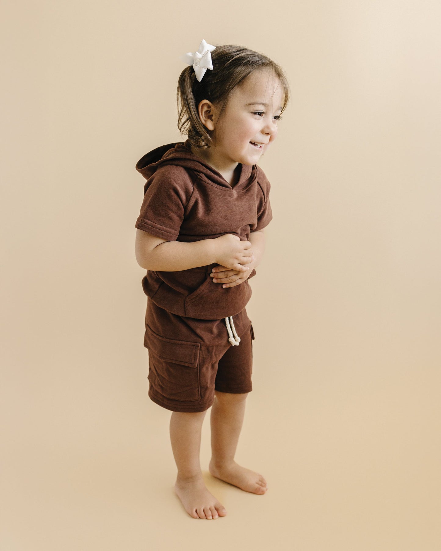 terry cargo shorts set // chocolate (sizing up to 8/9)
