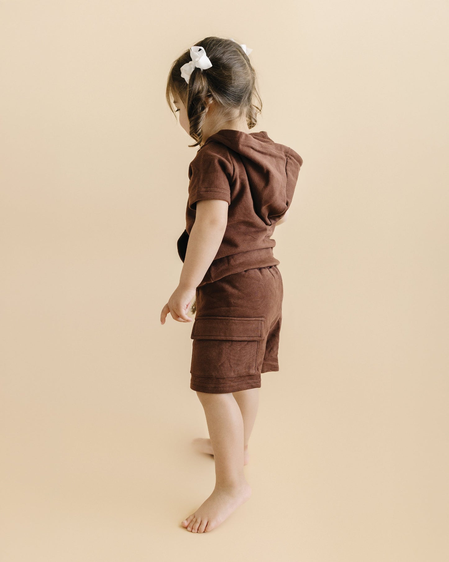 terry cargo shorts set // chocolate (sizing up to 8/9)